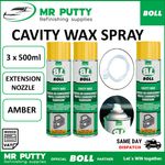 3 x CAVITY WAX 500ml Anti-corrosion NOZZLES Displaces water and moisture BOLL