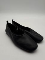 M&S Women's Shoes Black Genuine Leather Round Toe Slip On Ballet Pump Flats New