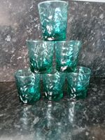 Vintage Teal 6 Piece Set of Whisky Glasses Tumblers