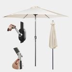 2.7m Steel Garden Parasol Ivory Cream | Outdoor Patio Sun Umbrella