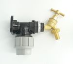 MDPE Compression Wall Plate Elbow (32mm) with 1/2" Brass Bib Tap & Hose Tail