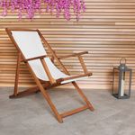 Folding FSC Eucalyptus Wooden Deck Chair Cream - grade B return RRP £51.99