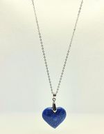 Lapis Lazuli Celestial Heart Necklace in 999 Fine Silver | Tarnish-Free Hand-Car