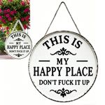 Funny Garden Metal Sign This Is My Happy Place Welcome Sign Home Farm Wall Decor