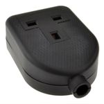 Single Gang 13A 250V Black Rubber Extension Socket for Mains Power [006277]