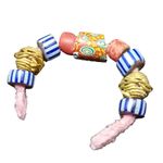 AFRICAN VENETIAN TRADE BEADS ANTIQUE MILLEFIORI CHEVRON LOST WAX GREEN HEART