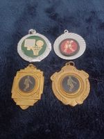 4x Silver and Brass Coloured Metal Basketball Medals