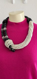 GERDA LYNGGAARD MONIES Vintage necklace unique statement pc. white & black