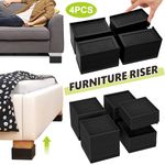 4X Heavy Duty 3 Inch Black Chair Bed Risers Feet Lift Furniture Extra Raisers