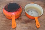 LE CREUSET Cast Iron Marmitout 3 in 1 Saucepan Frying Pan 22 orange + extra pan