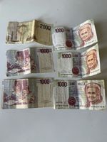 Italy 1000 & 2000 Lire banknotes circulated lot Maria Montessori Banca d'Italia