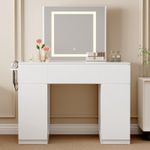 Dressing Table w/Mirror, Drawers, LED Lights & Large Open Storage Areas-TORONTO