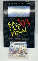 RARE Arsenal v Sheffield Wednesday 1993 FA Cup Final Programme + Ticket