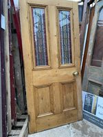 ANTIQUE FRONT DOOR - VICTORIAN / EDWARDIAN - Coloured Stained Leaded Glass