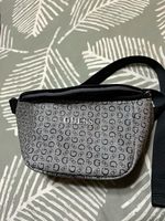 GUESS Grey Monogram Synthetic Bumbag Waist Pouch with Black Strap