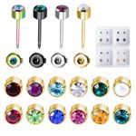 1 Pair Gem Earrings Ear Studs Stud Piercings Surgical Steel Silver Rose Gold UK