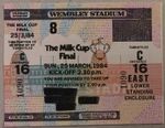 Unused 1984 Milk Cup Final Liverpool Everton Football League Match Ticket Stub