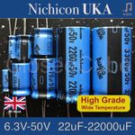 Nichicon UKA [6.3V-50V] High Grade Wide Temperature 105C Audio Capacitors