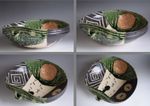 Cool 28cm/11" Wide Large Oribe-ware "Katakuchi" Shape Bowl by Katsunori SAWA R59