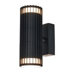 Litecraft Veda Ribbed Up & Down Black Outdoor IP65 Rated GU10 Garden Wall Light