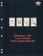 $8.00 Scott Value - 1993 ZIMBABWE Orchids Flowers Africa Wildlife CV MNH NH UMM