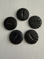 Set of 5 Vintage Art Deco Style Buttons 16mm Black VGC 