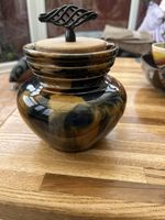 Tobacco Transportation Jar With Oak Lid, Majolica
