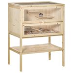 PawHut Wooden Hamster Cage w/ Storage Shelf, Openable Top for Gerbils