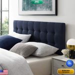 Modway Emily Tufted Button Linen Fabric Upholstered Full Headboard In Navy