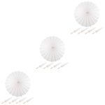 15Pcs White Oil Paper Umbrellas with Wooden Handles for Indoor Festival Decor