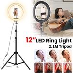 12" LED Ring Light with Tripod Stand Phone Mount for YouTube Makeup Video Live