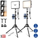 2× 12" LED Video Light Kit Dimmable Panel Lighting Photography Lamp Photo Studio