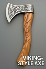 Handmade Viking-style Ash Wood Engraved Axe forged Steel Decorative & Functional