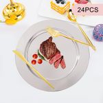 24 PCS Stainless Steel Charger Plates Set Round Chargers Wedding Dinner Plates