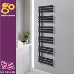 Modern Black Vertical Towel Rail Offset Heated Bathroom Radiator 1750x500mm