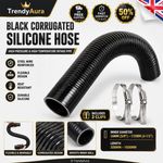 Flexible Silicone Air Ducting Hose Hot Cold Car Engine Intake Braking & 2 Clips