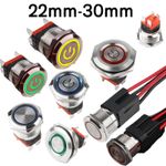 22-30mm LED Push Button Switches 20A Momentary/Latching Metal Switch IP68 3V-24V