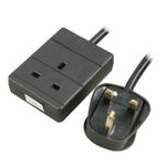 20m 1 Gang Single Way UK 13A Mains Power Socket Extension Lead BLACK [008323]