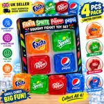 4Pcs Pack Limited Edition Fanta Sprite Dr Pepper Pepsi Squishy Fidget Stress Toy