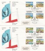 Disabled Year GUTTER PAIRS GB Guernsey FDCx2 1981 (43387)