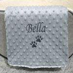 DOG CAT PET BLANKET GREY BUBBLE EFFECT SOFT DURABLE PAW PRINT PERSONALISED