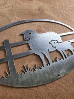 Sheep and Lamb Countryside Metal Wall Art – Raw Steel Wall Art – Handmade UK