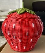 🍓Strawberry Storage Basket 🧺 With Lid Home Decor Shelf Organizer Cute✨