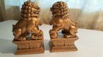 Pair Bronze colour Chinese Feng Shui Foo/ Fu Lion Dogs Temple Guardian Lions
