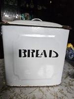 Vintage White Enamel Porcelain Bread Metal Tin Box England