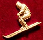 Pewter Downhill Skier Ski Brooch Pin  Quality
