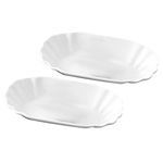 Ceramic Snack Plates 2Pcs White Reusable Dipping Bowls for Sauce and Condiments