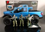 F150 Remote Controlled Off-Road Pickup Truck Car Blue/Black w/ Box & Soldiers