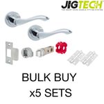 BULK BUY x5 Jigtech Fino Door Handle Pack Chrome Handle Pair Latch Hinges Spacer