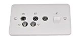 Quadplex Wall Plate TV FM 2x SAT Schneider Lisse GGBL70746110  White Moulded